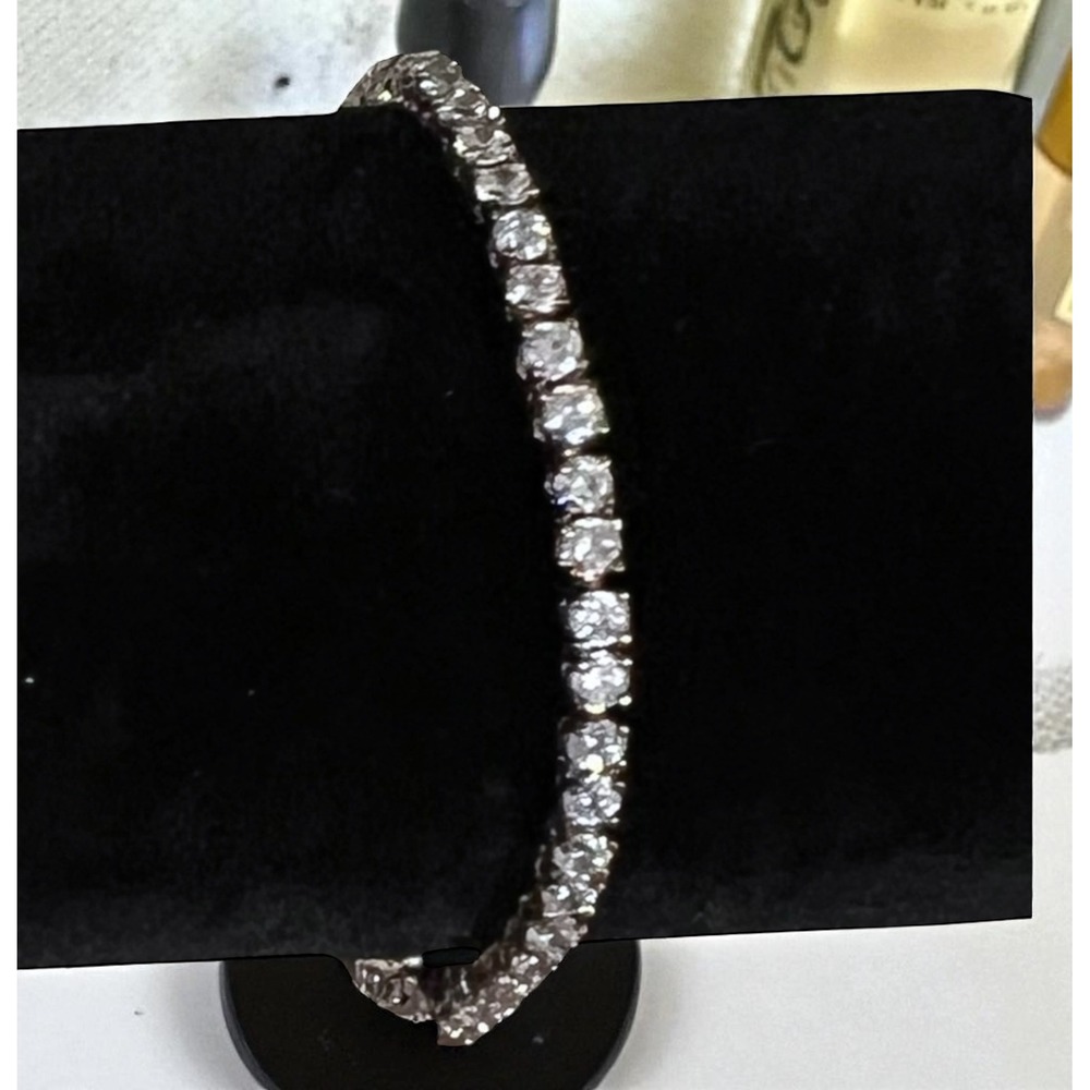 18K Gold Over Sterling Silver Cubic Zirconia Tennis Bracelet In‎ Gift Box
